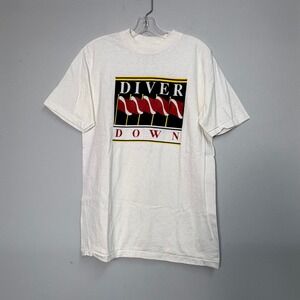 Vintage Touch of Gold Diver Down Graphic T-Shirt White Single Stitch Large USA
